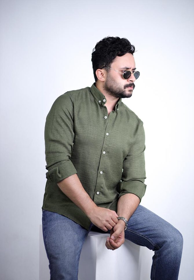 Linen Shirt - Army green - Image 6