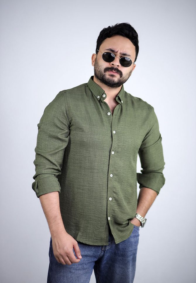 Linen Shirt - Army green - Image 4