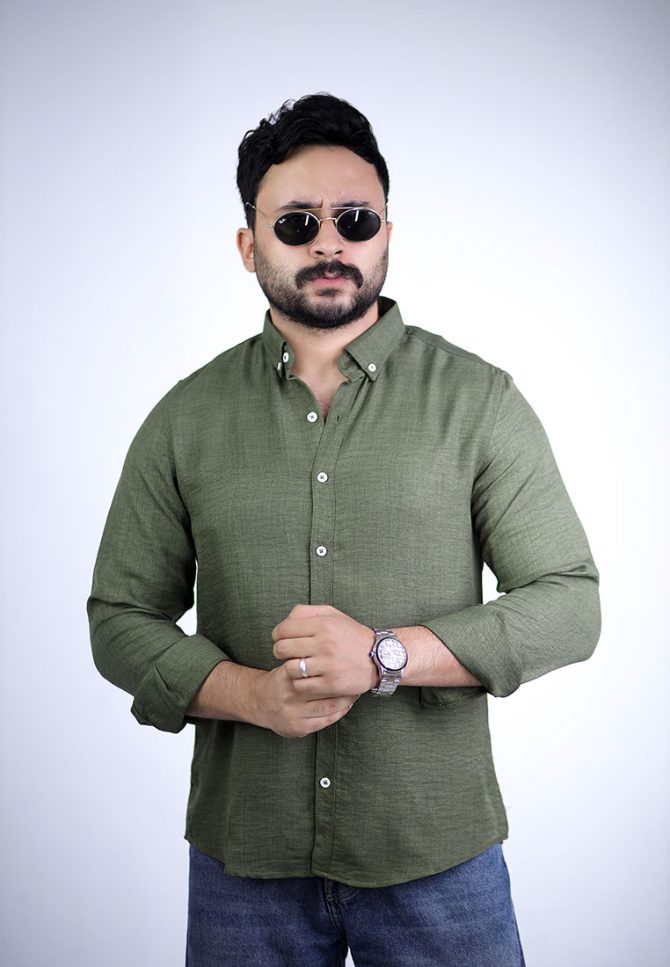 Linen Shirt - Army green - Image 3