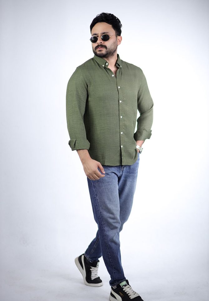 Linen Shirt - Army green - Image 2