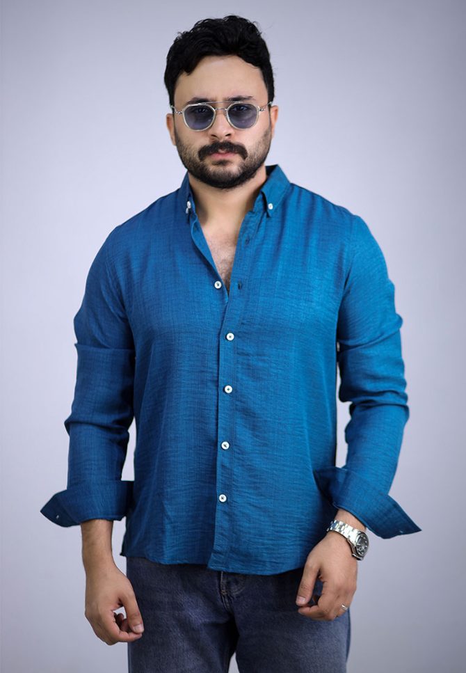 Linen shirt – Ocean Blue - Image 5