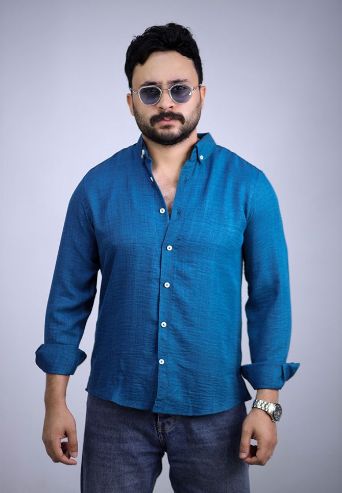 Linen shirt – Ocean Blue - Image 4