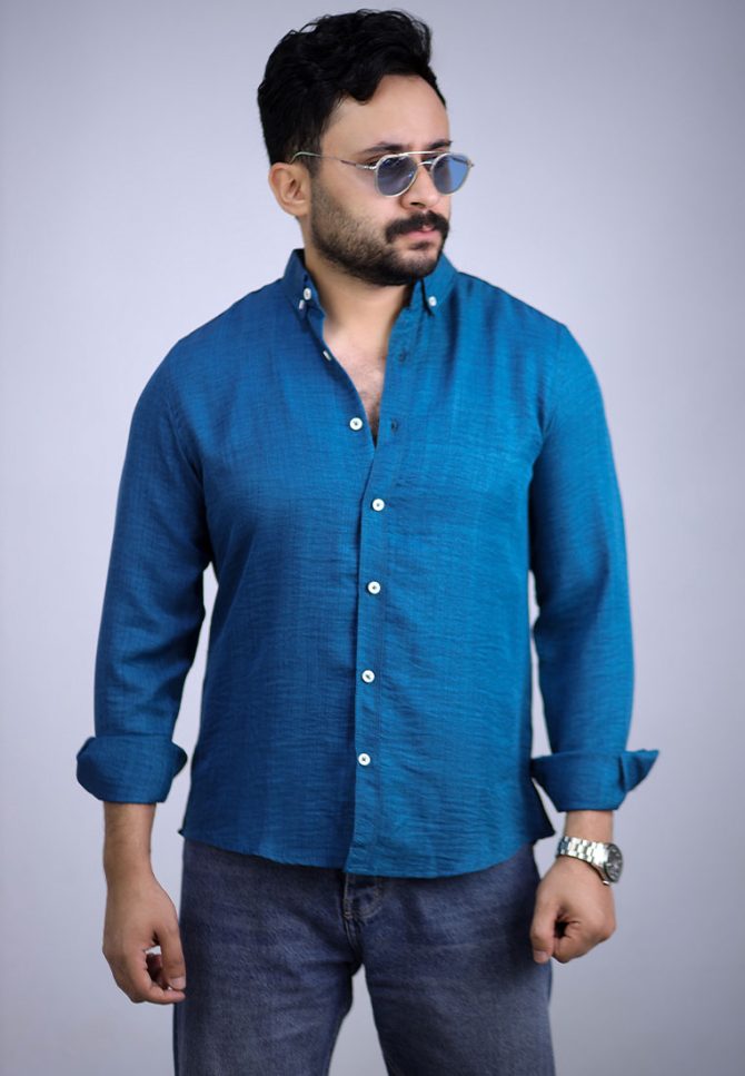 Linen shirt – Ocean Blue - Image 3