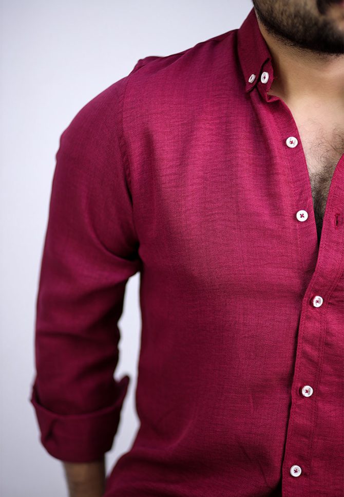 Linen shirt – Crimson burgundy - Image 5