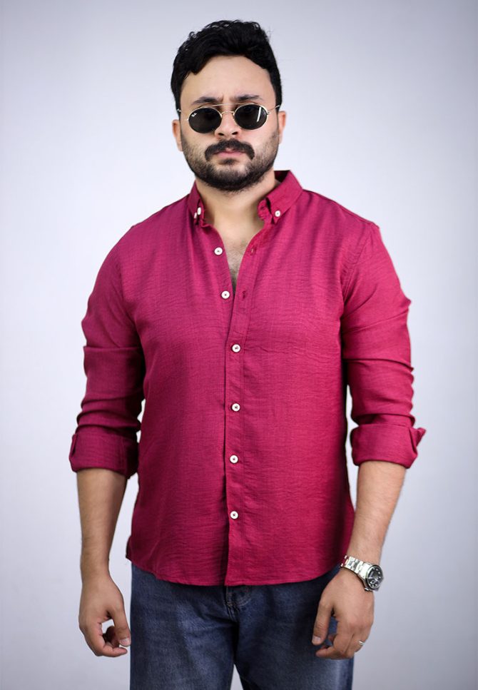 Linen shirt – Crimson burgundy - Image 4