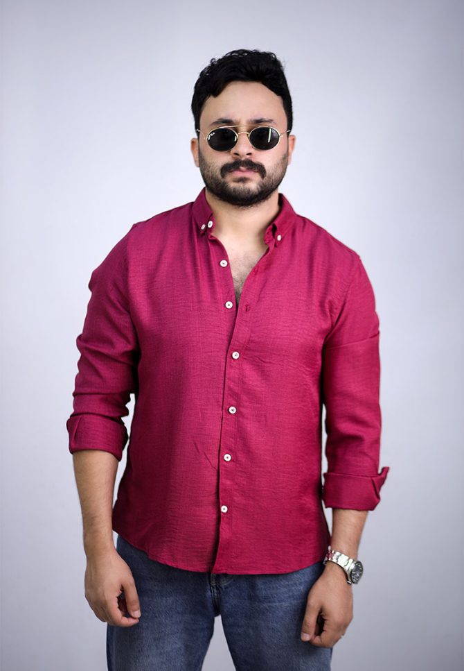 Linen shirt – Crimson burgundy - Image 2
